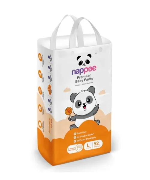 Nappee L PANT (9-14kgs)- 52pcs – BABY DIAPERS | Peekaboo Kids Mart