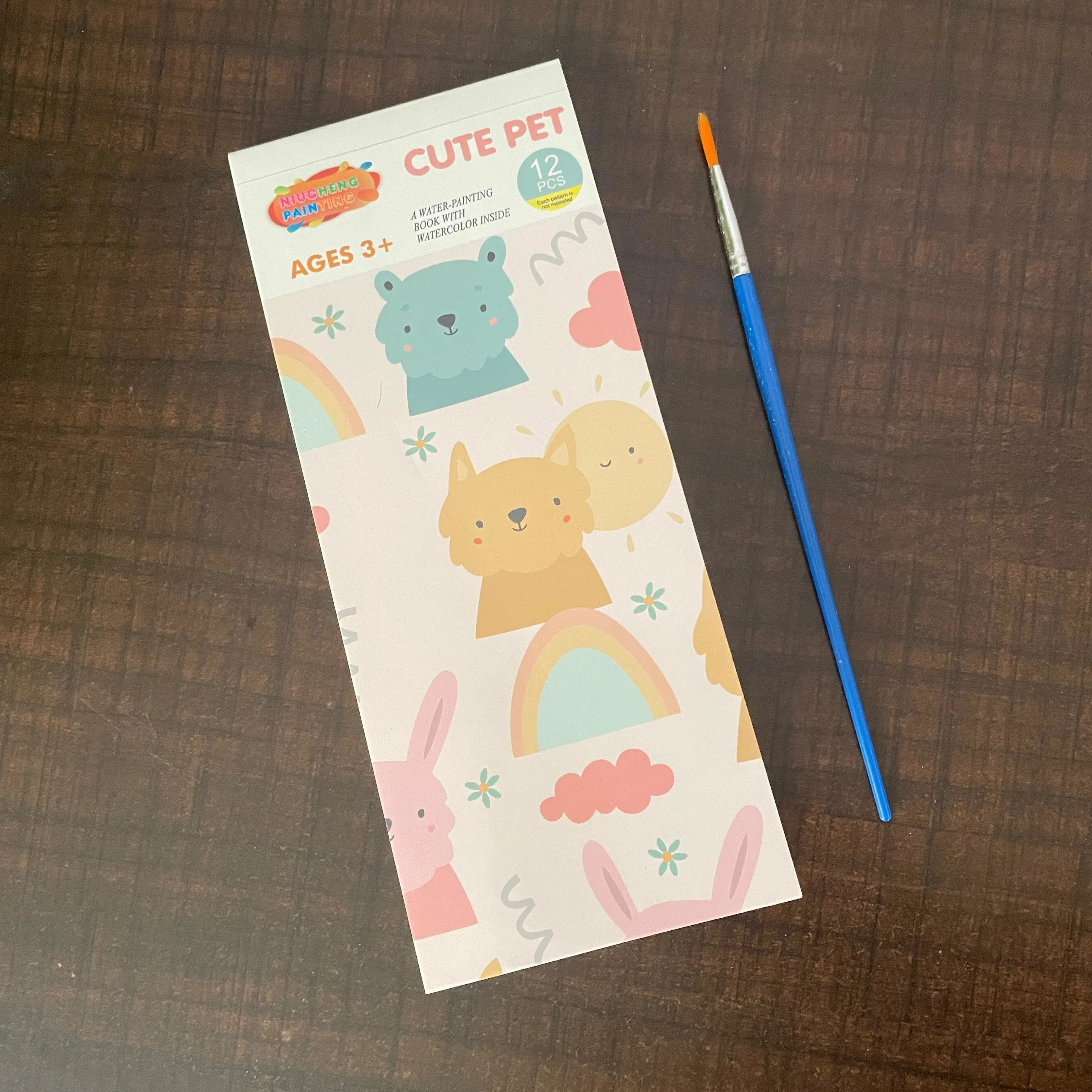 WATER PAINTING BOOK WITH WATER COLOUR INSIDE THE BOOK - 12 SHEETS | Peekaboo Kids Mart