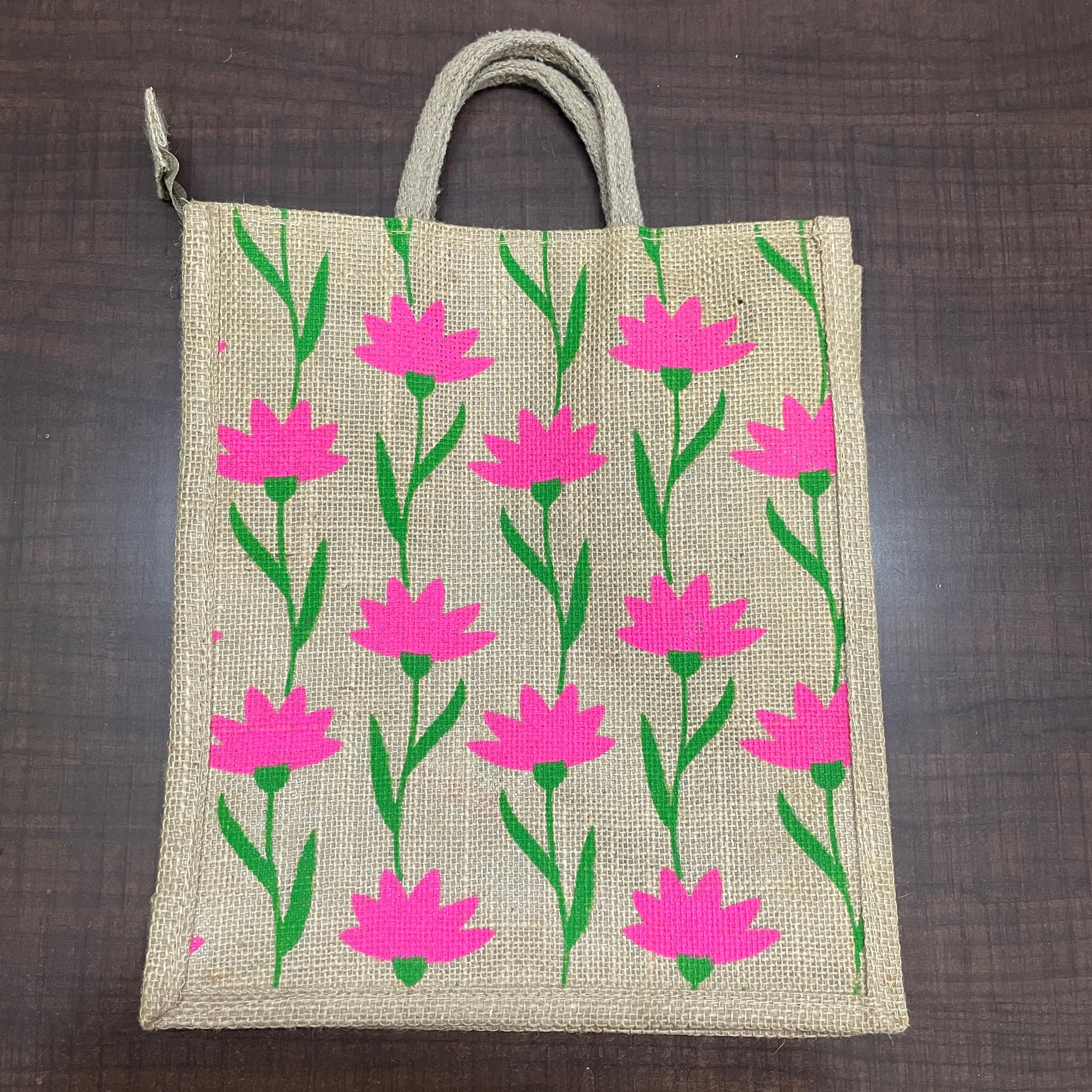 JUTE BAG - LUNCH BAG - DIAPER BAG - WOMEN HAND BAG - 30*33CM (RANDOM DESIGN ) | Peekaboo Kids Mart