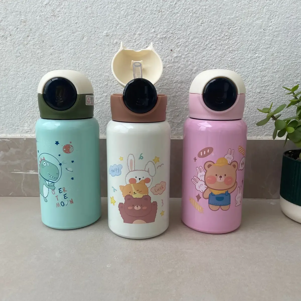 500ml Insulated Kids Sipper Bottle with Straw | Stainless Steel Leakproof Water Bottle – KIDS ESSENTIALS | Peekaboo Kids Mart