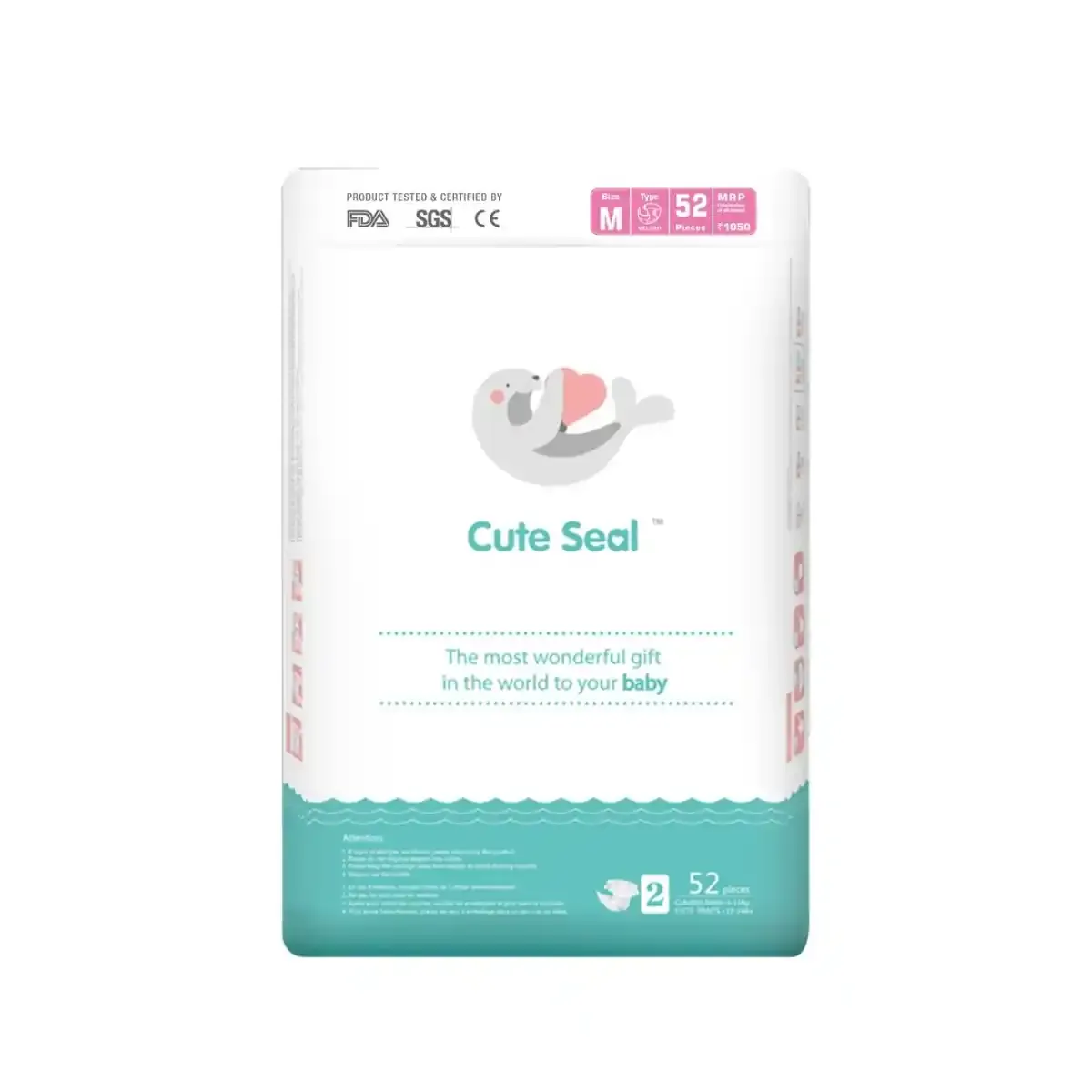 cuteseal diapers medium velcro tape 6 to 11 kgs 52 pcs – BABY DIAPERS | Peekaboo Kids Mart