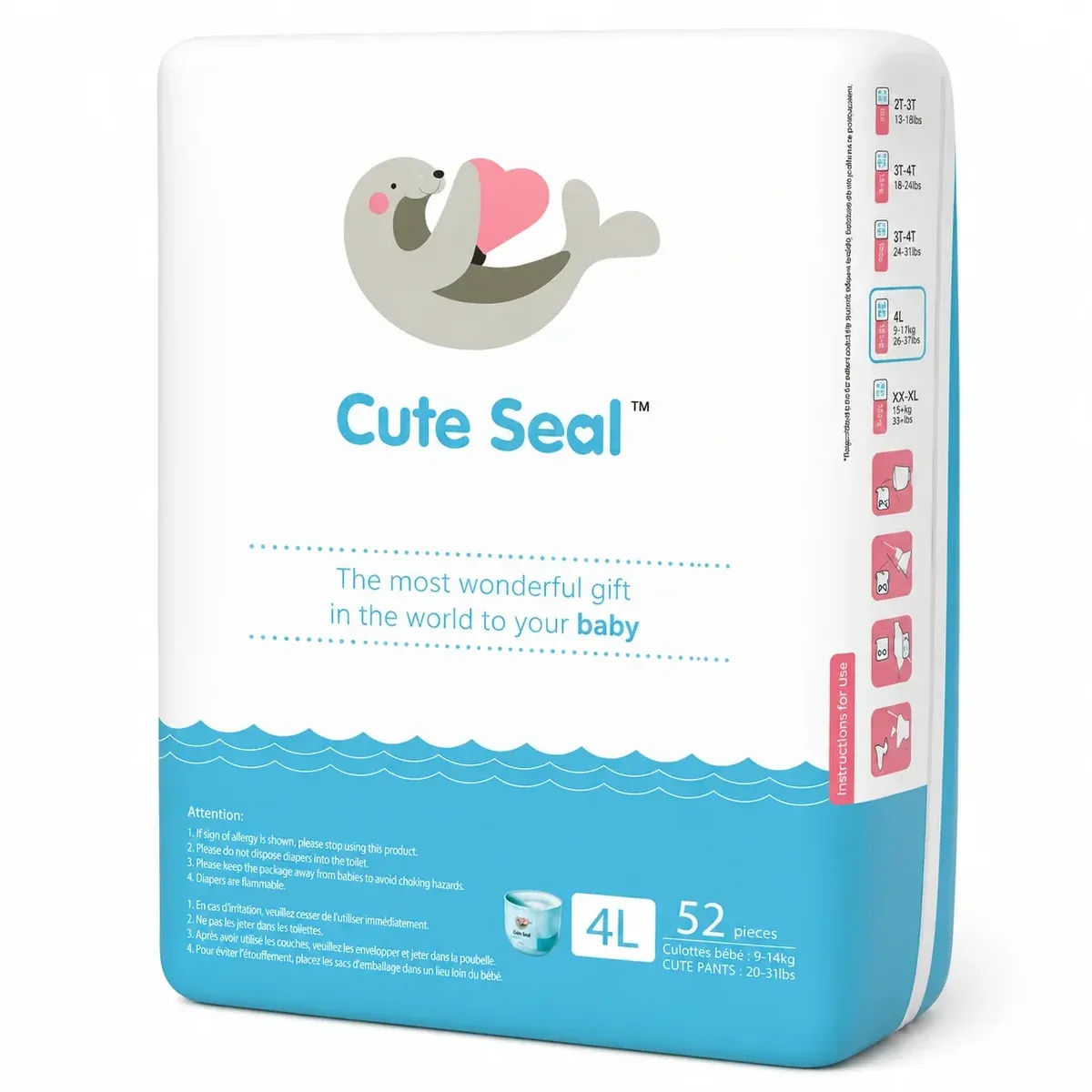 Cuteseal Large Pant Baby Diapers 9 to 14 Kgs 52 Pcs – BABY DIAPERS | Peekaboo Kids Mart