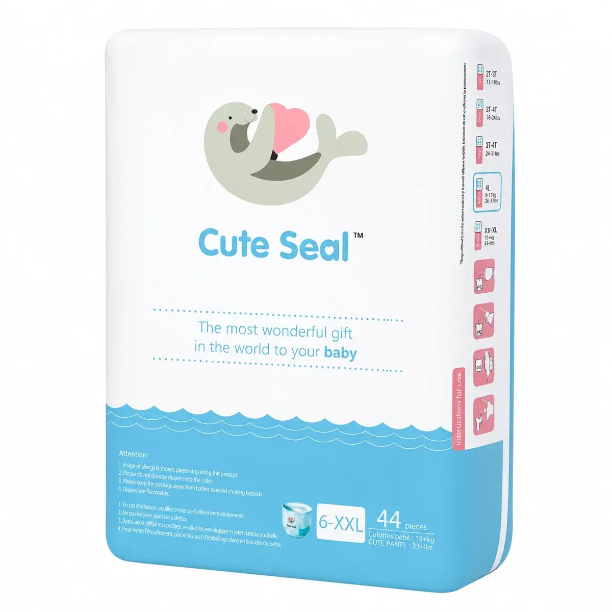 cuteseal-diapers-xxl-pant-style-diapers-above-15-kgs-44-pcs – BABY DIAPERS | Peekaboo Kids Mart