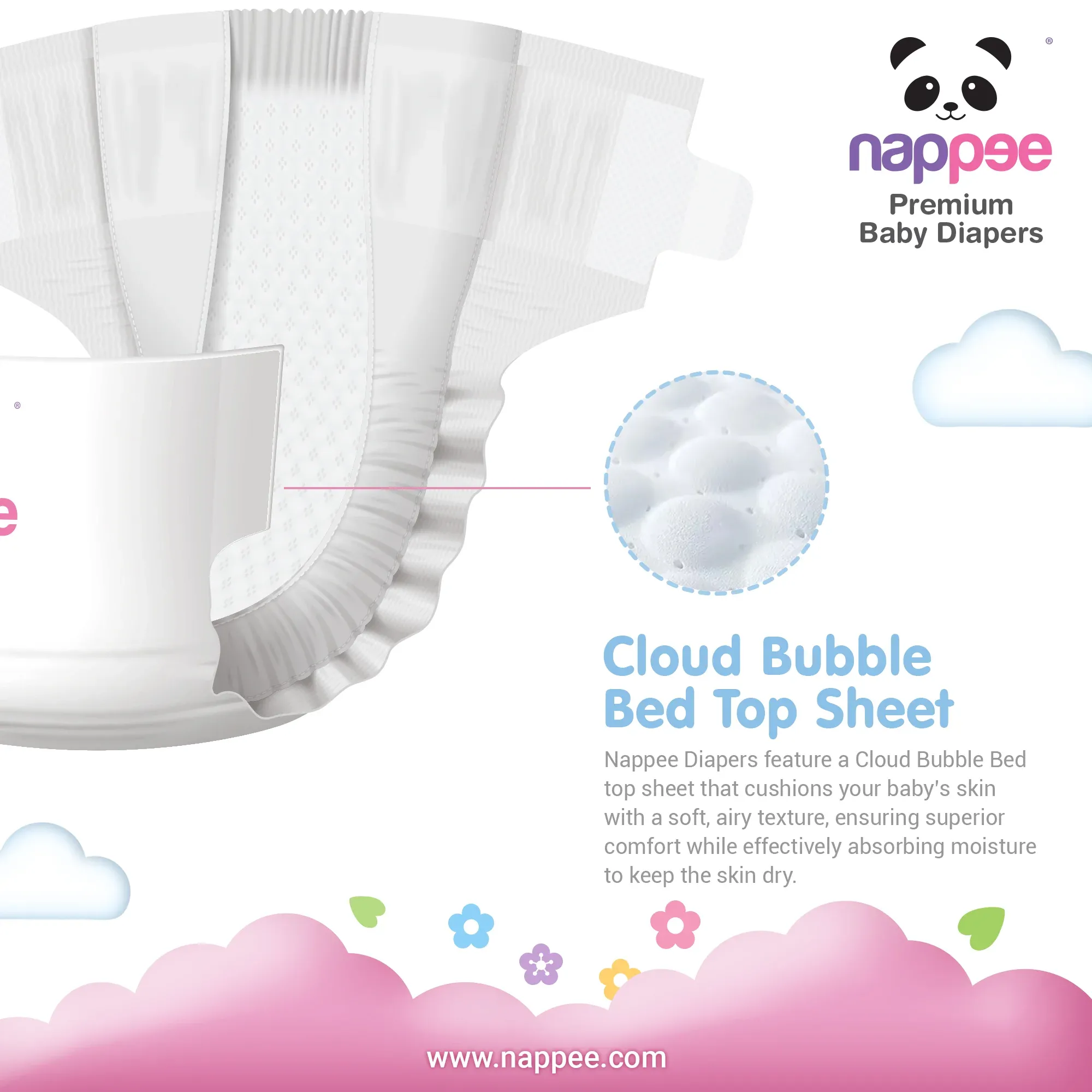 nappee new born 0-5kgs 72 pcs pack | Peekaboo Kids Mart